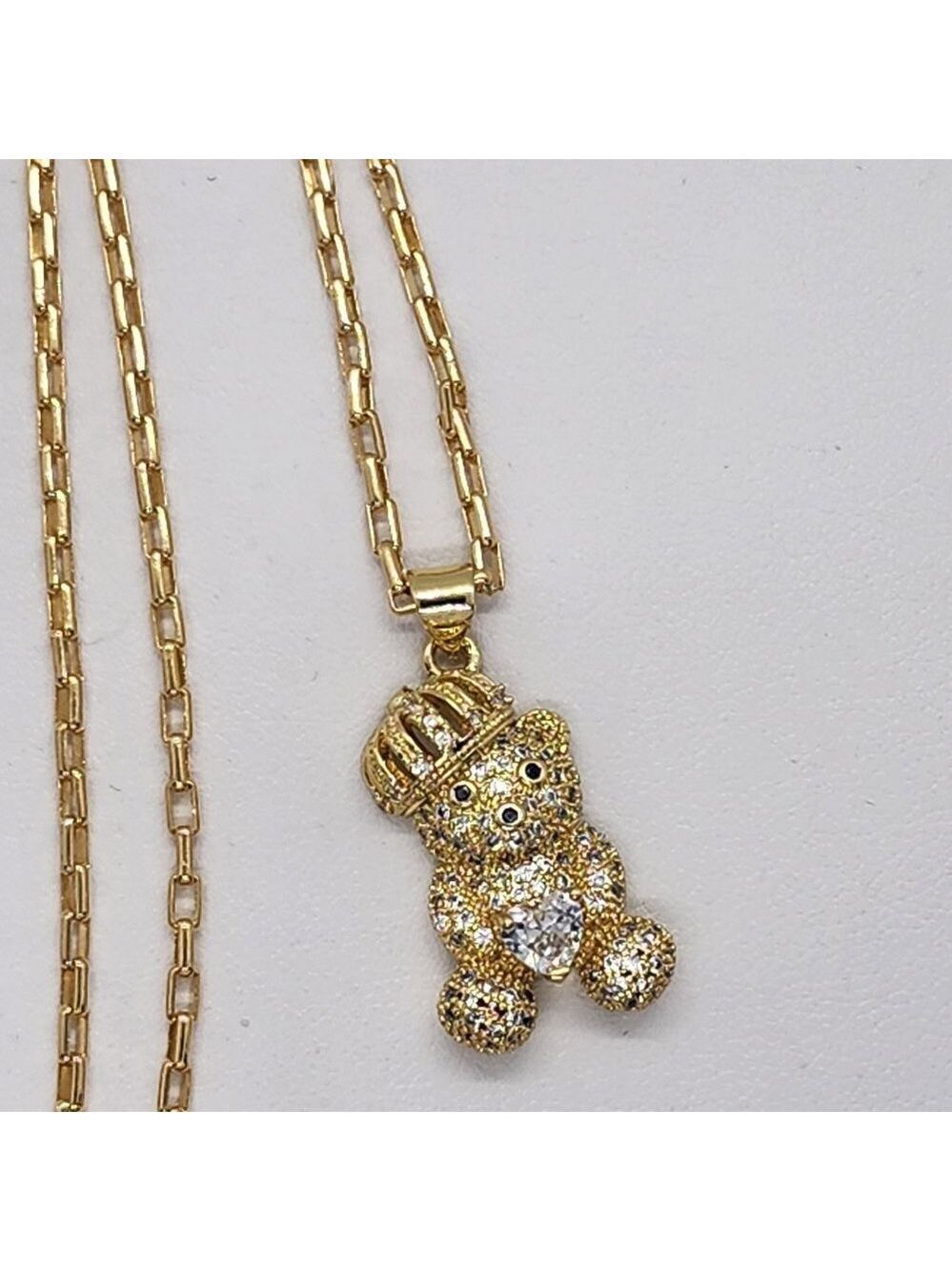 Brand New Crown Teddy Bear Necklace